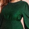 Lantern Sleeve Wrap Dip Hem Glitter Maxi Dress - Image 4