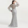 Long Sleeve Arabic Beaded Mermaid Evening Party Prom Gown - Image 3