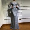 Long Sleeve Arabic Beaded Mermaid Evening Party Prom Gown - Image 7