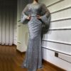 Long Sleeve Arabic Beaded Mermaid Evening Party Prom Gown - Image 8