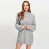 Long Sleeve Cut Out Stand Collar Oversized Ladies Sweaters - Image 7