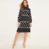 Long Sleeve High Waist Elegant Knee Length Dresses