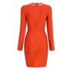 Long Sleeve Hollow Out Diamond Bodycon Party Dress - Image 5
