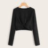 Long Sleeve Round Neck Casual Cute Tshirt Tops