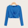 Long Sleeve Round Neck Casual Cute Tshirt Tops - Image 5