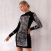 Long Sleeve Sequined Mini Luxury Club Dress - Image 3