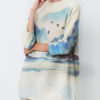 Casual Jewel Neck Long Sleeves Animal Print Stretch Pullover Sweater - Image 2