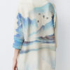 Casual Jewel Neck Long Sleeves Animal Print Stretch Pullover Sweater - Image 3