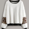 Outerwear Long Sleeves Leopard Print Sweatshirt