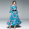 Vintage Floral Print Butterfly Sleeve Long Dress - Image 4