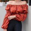 Layered Pleated Off The Shoulder Sexy Long Sleeves Cotton Tops