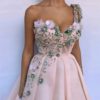 One Shoulder Handmade Flowers Evening Party Dress - Image 10