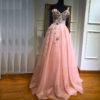 One Shoulder Handmade Flowers Evening Party Dress - Image 6