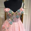 One Shoulder Handmade Flowers Evening Party Dress - Image 7