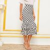 Polka Dot Layered Fishtail Hem Elegant Skirt - Image 4