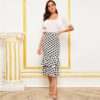 Polka Dot Layered Fishtail Hem Elegant Skirt - Image 5