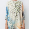 Jewel Neck Crochet Leopard Print Stretch Quality Pullover Sweater