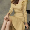 Long Sleeves Ruffles Sexy V Neck Layered Bodycon Dresses - Image 2