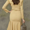 Long Sleeves Ruffles Sexy V Neck Layered Bodycon Dresses - Image 3
