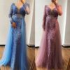 Sequined Sparkle Long Sleeve Beading Evening Gowns - Image 16