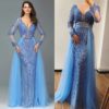 Sequined Sparkle Long Sleeve Beading Evening Gowns - Image 17