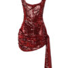 Square Neck Sequins Sleeveless Knotted Semi Formal Party Dresses - Image 4