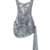 Square Neck Sequins Sleeveless Knotted Semi Formal Party Dresses - Image 5