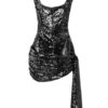Square Neck Sequins Sleeveless Knotted Semi Formal Party Dresses - Image 8