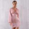 Sexy Long Sleeve Deep V Lace Runway Celebrity Bodycon Dress - Image 3