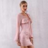 Sexy Long Sleeve Deep V Lace Runway Celebrity Bodycon Dress - Image 5