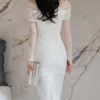 Polka Dot V Neck Zipper Layered Sexy Long Sleeves Pencil Bodycon Dress - Image 3