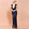 Sexy Off Shoulder Feather Sequin Maxi Dress - Image 2