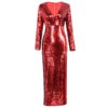Sexy Sequin Evening Party V Neck Maxi Dress - Image 2