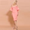 Sexy Slash Neck Short Sleeve Bodycon Dresses - Image 4