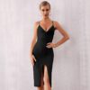 Sexy Spaghetti Strap Deep V Celebrity Evening Party Dress