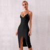 Sexy Spaghetti Strap Deep V Celebrity Evening Party Dress - Image 2