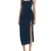 Square Neck Split Front Sleeveless Drawstring Semi Formal Party Dresses