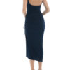 Square Neck Split Front Sleeveless Drawstring Semi Formal Party Dresses - Image 2