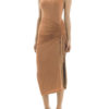 Square Neck Split Front Sleeveless Drawstring Semi Formal Party Dresses - Image 4