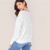Solid V Neck Drop Shoulder Knit Sweater - Image 2