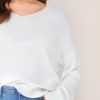 Solid V Neck Drop Shoulder Knit Sweater - Image 3