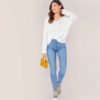 Solid V Neck Drop Shoulder Knit Sweater - Image 5
