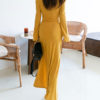 Long Sleeves Off The Shoulder Split Front Asymmetrical Cotton Maxi Dresses - Image 3