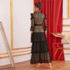 Stand Collar Ruffle Trim Tiered Layered Lace Elegant Maxi Dress - Image 2