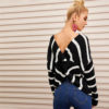 V Back Long Sleeve Cute Casual Sweaters