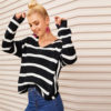 V Back Long Sleeve Cute Casual Sweaters - Image 3