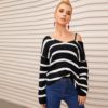 V Back Long Sleeve Cute Casual Sweaters - Image 4