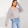 V Neck Rib-knit Stretchy Casual Tshirt - Image 4
