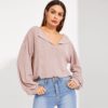 V Neck Rib-knit Stretchy Casual Tshirt - Image 5