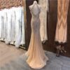 V-Neck Sleeveless Pearls Diamond Sexy Prom Dress - Image 2